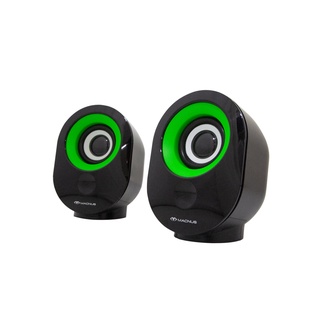 ลำโพงคอมพิวเตอร์ ตั้งโต๊ะ mini Speaker USB Port  ยี่ห้อ MACNUS รุ่น ADL-S318 Black/Green รับประกัน 1ปี