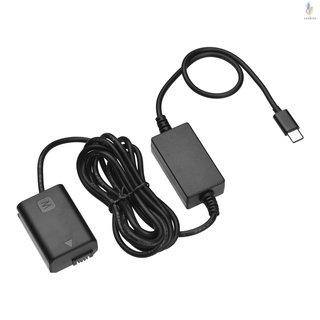 Andoer อะแดปเตอร์แปลงสายเคเบิล DC คัปเปลอร์ และ USB-C Type-C AC สำหรับแบตเตอรี่กล้อง NP-FW50 Alpha A6500 A6400 A6300 A7 A7II A7RII A7SII A7S A7S2 A7R A7R2 A55 A5100 RX10