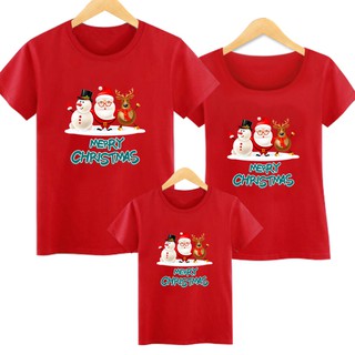 เสื้อยืด100% cotton Santas Merry Christmas 8 Colors Family Matching T Shirt Family Tee Family Set Wear Women Blouse 471