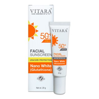 Vitara Facial Sunscreen SPF50+ PA++++ ไวทาร่า ครีมกันแดด ผสม กลูตาไธโอน สำหรับผู้ที่มีปัญหาฝ้า ขนาด 20 กรัม (07632)