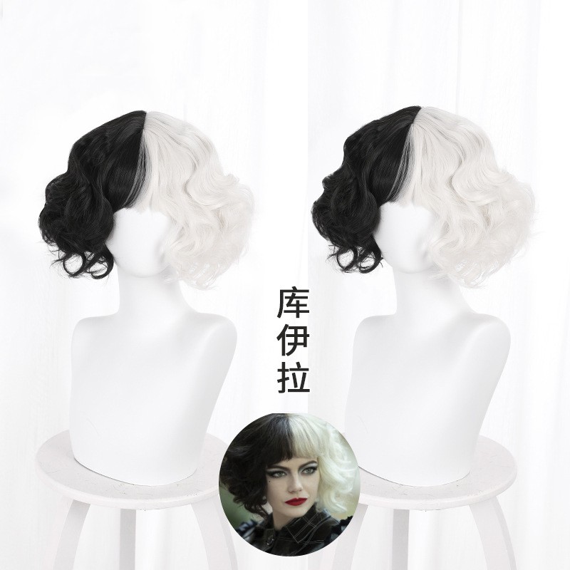 black and white hair wig