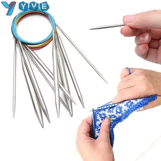 YVETTE 40/100cm Household Crochet Hook Round Circular Needle Knitting Needles Circular DIY Crafts Stainless Steel Needlework Supplies Weaving Handmade Sewing Pins