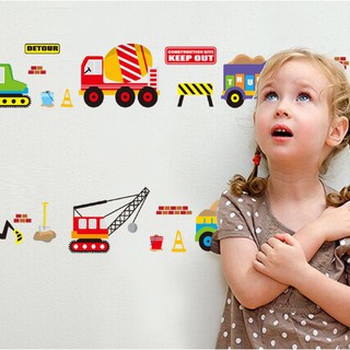 JM8269 สติ๊กเกอร์ติดผนัง สติ๊กเกอร์ติดผนังห้องนอน รุ่นก่อสร้าง (Wall Sticker)