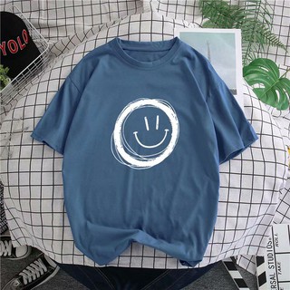 T-Shirts□✗✵น้องอ้วนเสื้อยืดแขนสั้นผู้ชายฤดูร้อนสีฟ้ายิ้มใบหน้าเห็นอกเห็นใจรุ่นเกาหลีแนวโน้มของแบรนด์น้ำผู้ชายขนาดใหญ่ห