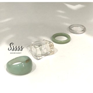 RINGSETS 01 - GREEN AND CLEAR COLOR RESIN RING SET (4 RINGS)