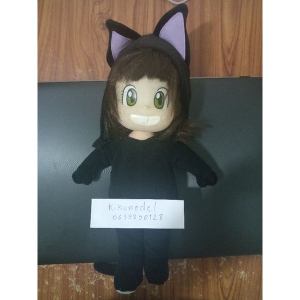 ตุ๊กตาอาราเล่ บันได ตุ๊กตาหนูน้อยอาราเล่ชุดแมวดำ DR. SLUMP ARALE CHAN 11" DOLL  TOY black CAT VINTAGE BANDAI