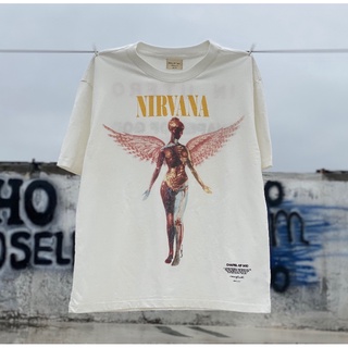 ขนาดบวก❤ เสื้อยืดแขนสั้นลําลอง คอกลม พิมพ์ลายอัลบั้ม NIRVANA Angel Limited สีขาว สไตล์วินเทจ