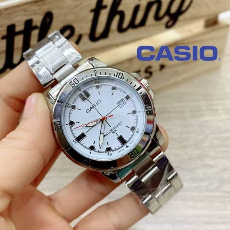นาฬิกา ข้อมือผู้ชาย CASIO สายเหล็กชายรุ่น MTP-V004 🔥งานมีวันที่ใช้ได้จริงตั้งเวลาให้