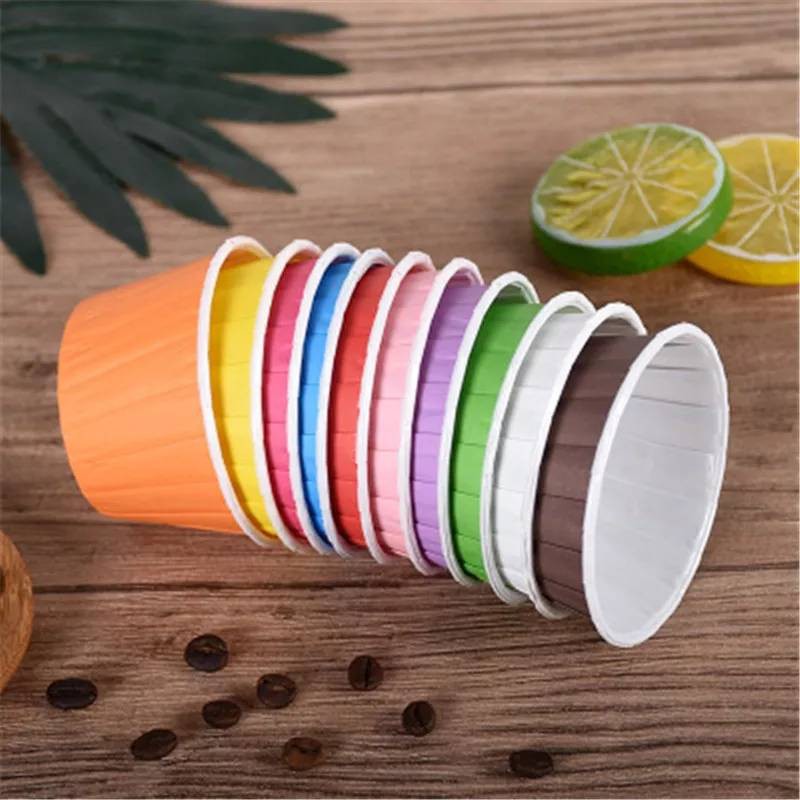 ถ้วยคัพเค้ก+ฝาปิด​ ก้น 5 cm. 100ชิ้น/แพ็ค เข้าอบได้​ ​ ถ้วยกระดาษ ถ้วยคัพเค้กกระดาษ(สุ่มสี) - รูปที่ 3