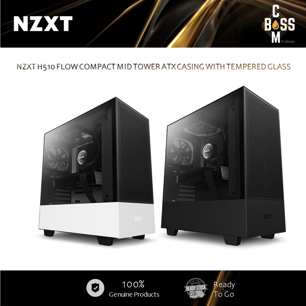 NZXT H510 FLOW COMPACT MID TOWER ATX CASING พร้อมกระจกนิรภัย