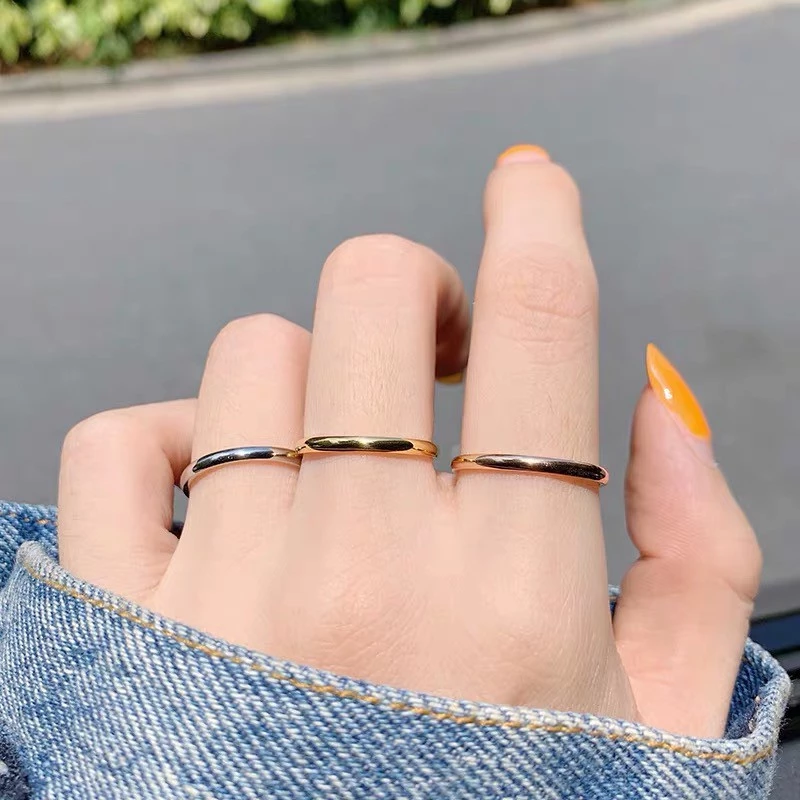 แหวนไทเทเนียม ชุบทอง 18K กันน้ํา กันเหงื่อ สีชมพู เข้ากับทุกการแต่งกาย สไตล์เกาหลี ญี่ปุ่น สําหรับนักเรียน thumbnail 6