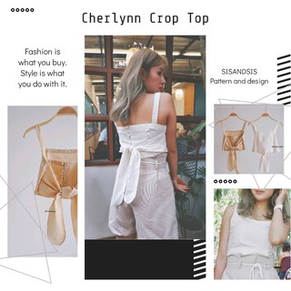 เสื้อครอป สายเดี่ยวผูกโบว์หลัง ผ้าลินิน  "Cherlynn Crop Top"