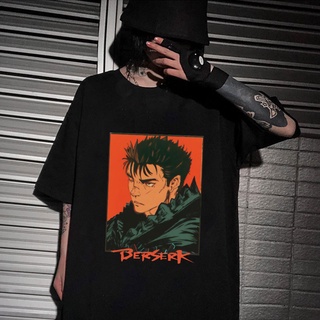 T-shirt  เสื้อยืด พิมพ์ลายอนิเมะ Berserk สไตล์ญี่ปุ่น สําหรับผู้ชาย#39; s เสื้อยืดคอกลม แขนสั้น ผ้าฝ้าย 100% พิมพ์ลายดาบ