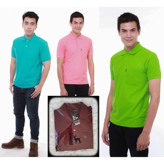 เสื้อโปโล ( Polo Shirt )แบรนด์ Geeko ตรากวาง สีพื้นชาย สีแดง(เลือดหมู) Gkc - 27M