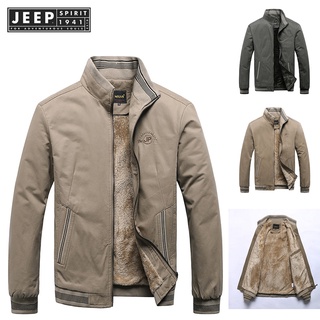 JEEP SPIRIT 1941 ESTD เสื้อแจ็กเก็ต ผ้าฝ้าย แบบหนา ทรงหลวม ขนาดใหญ่ สําหรับผู้ชาย