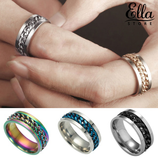 SPINNER Ella แหวนสแตนเลสประดับโซ่เครื่องประดับแฟชั่นผู้ชาย