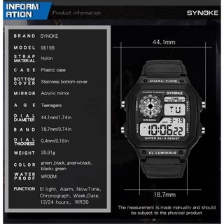SYNOKE นาฬิกาผู้ชายดิจิตอลนาฬิกาข้อมือทหารสแควร์ LED กีฬาชายนาฬิกา