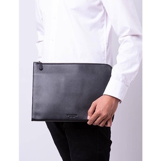 L-ZIP PORTFOLIO IN PEBBLE LEATHER (COACH C3143) กระเป๋าใส่เอกสาร ใส่โน้ตบุคเล็ก หนังวัวแท้ทั้งใบ สีดำ ลายซี สวยหรูมากค่ะ