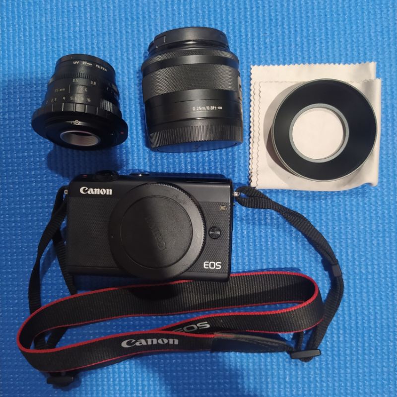 (มือสอง)Canon EOS m100 + เลนส์canon Free!! เลนส์มือหมุน ฮู้ดเลนส์มือหมุน เมมโมรี่ กระเป๋ากล้อง  อุปกรณ์ครบ
