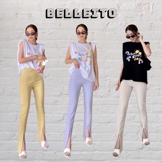 New!!! กางเกงขายาวทรงเอวสูงผ่าปลายขา by BELLEITO style เกาหลี ทรงสวยผ้าดีมีซิปข้างใส่สบาย งานตัดเย็บเรียบร้อยค่ะ