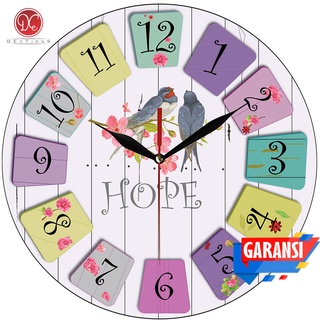 Dections Jam Dinding Unik Minimalis Vintage Shabby Hope Burung - Sweep Movement