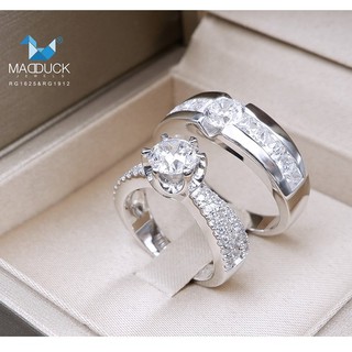 Madduckjewels แหวนเงินแท้ เพชร CZ ชุบโรเดียม RG1625-RG1912