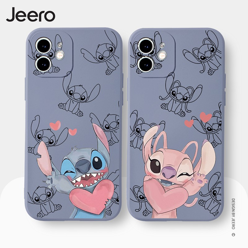 JEERO เคสคู่ เคสไอโฟน คู่รัก ขอบเหลี่ยมกันกระแทกซิลิโคนนุ่มการ์ตูนน่ารักตลก เคสโทรศัพท์ Compatible for iPhone 16 15 14 13 12 11 Pro Max SE 2020 X XR XS 8 7 Plus พลัส HFC199
