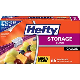 Hefty : HFTAMZ001* ถุงอเนกประสงค์ Slider Storage Bags (Gallon, 66 Count)(สีขาวขุ่น)