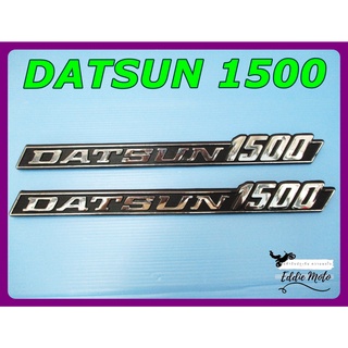 DATSUN 1500 TEXT PLATE "SILVER" &amp; "BLACK" STICKER (2 PCS.)  // แผ่นข้อความอักษร DATSUN 1500 สีเงิน-ดำ พร้อมกาวติด