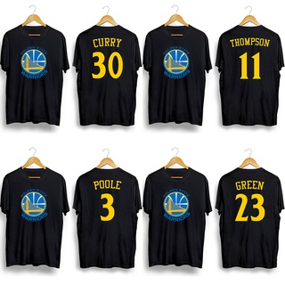 เสื้อยืดคอกลม พิมพ์ลาย NBA Warriors Poole Draymond Green Curry สําหรับผู้ชาย และผู้หญิง มีสีดํา สีขาว