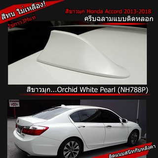 ครีบฉลามแอคคอร์ดสีขาวมุกNH788P ทรงBM แบบติดหลอกแอคคอด เสาครีบฉลามHonda Accord ครีบฉลามสีตรงรุ่น เสาอากาศครีบฉลามAccord