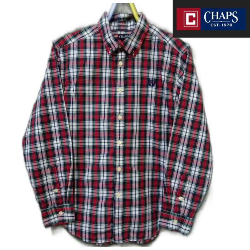 หล่อมาก สภาพดี เสื้อเชิ้ตแขนยาวเด็ก มือสอง ยี่ห้อChaps (ผู้ใหญ่ใส่ได้)