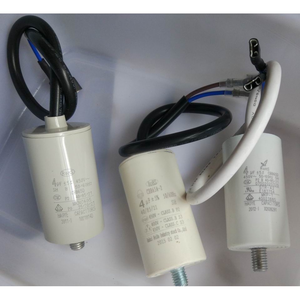 มอเตอร์ตัวเก็บประจุ CBB65D CBB65A-2 คอมเพรสเซอร์ตู้เย็น 450V พัดลมอินเวอร์เตอร์ ROHS 4UF pxl