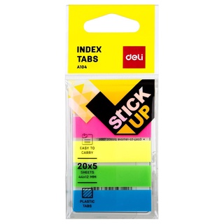 Deli Index Tabs เทปอินเด็กซ์ เนื้อพลาสติก (100 แผ่น คละสี) A104