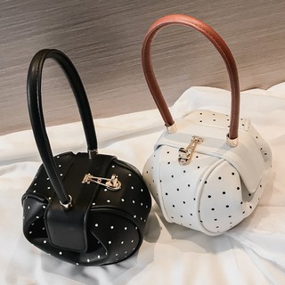 Ins super fire small bag female 2019 summer new wave handbag กระเป๋าถือทรงกลม รหัสสินค้า :B1118  🌸ขาวพร้อมส่ง🌸