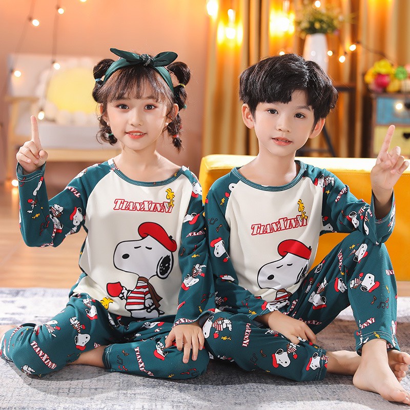 ลด10% โค้ด DDXDECW4 ลด20%โค้ด20XTRA10ชุดนอนเด็กแขนยาวลายการ์ตูนลายใหม่แบบน่ารัก100cm-150cm นื้อผ้านิ่มใส่สบาย