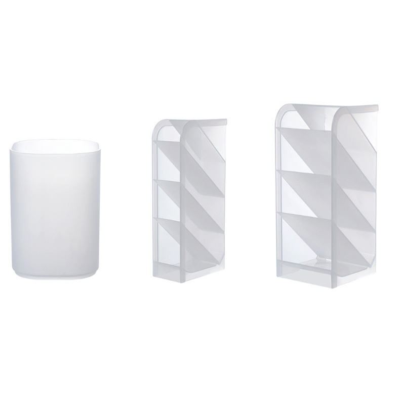 XI Creative 4-grid Transparent Matte Pen Cup Oblique Put-in Desk Pen Display Ho