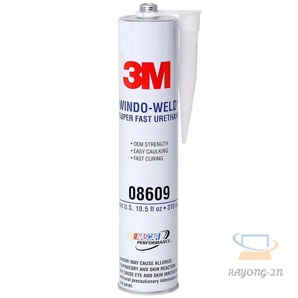 ❉✕3M 08609 กาวติดกระจกรถ หลอดแข็งสีดำ Window-Weld Super Fast Urethane Black Cartridge - 10.5 fl oz.