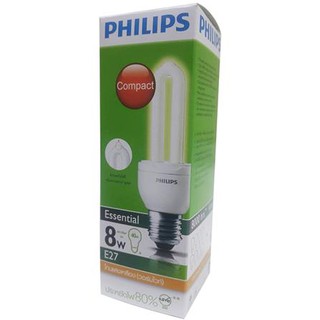 อุปกรณ์เพิ่มความสว่าง หลอดประหยัด PHILIPS E-SAVER 8 วัตต์ WARMWHITE