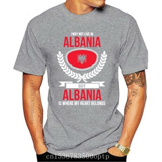 [100% Cotton] เสื้อยืด ผ้าฝ้าย ทรงหลวม พิมพ์ลาย Albania My Heart Belongs To Albania Country Love HNdjdk44NFecbk94