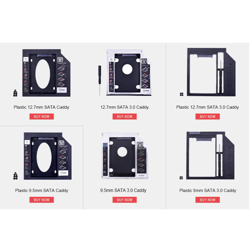 2ND ฮาร์ดดิสก์แคดดี้ 9.5,12.7สำหรับ 2.5 "2 TB SATA 3.0 SSD Hard Disk Drive Enclosure กล่อง + LED สำห