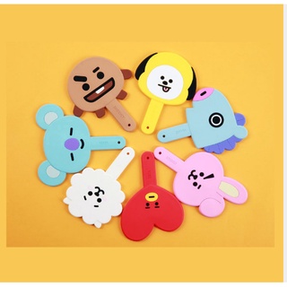 มาใหม่ BT21 กระจกแต่งหน้า ด้ามจับซิลิโคน ลายการ์ตูนน่ารัก ขนาดพกพา