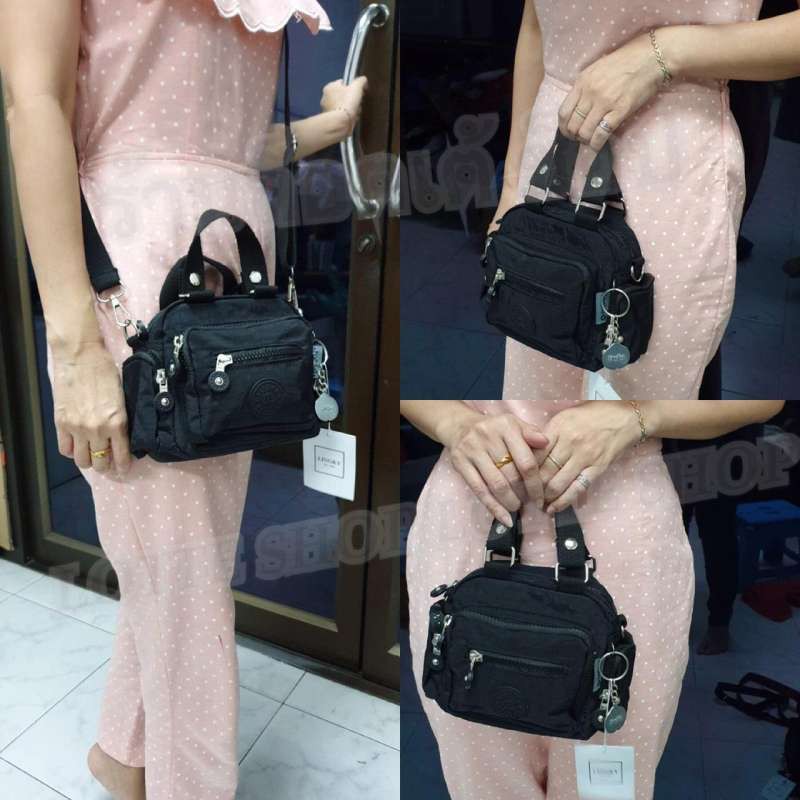 LK กระเป๋าถือ+สะพาย ผ้าร่ม คิปลิ๊งค์ มี 4ช่องซิป+2 ช่องข้าง ถือ หิ้ว สะพาย (ถอดสายถือออกได้) Size 7 (LK-007)