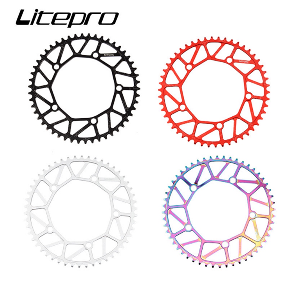 Litepro พับโซ ่ จักรยานกลวง 46/48/50/52/54/56 / 58T 130BCD แผ ่ นเดียว Crankset จักรยานเสือหมอบ