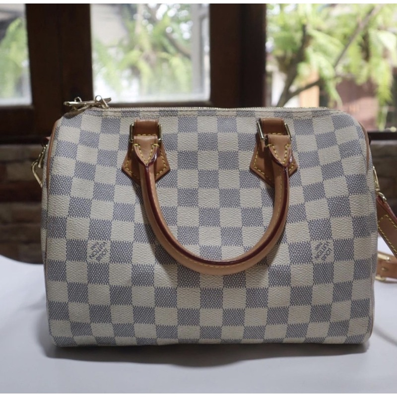 Louis Vuitton Speedy 25 damier azur สภาพกริบมาก หนังแท้ สายสามท่อน ไม่ผิดหวังแน่นอน