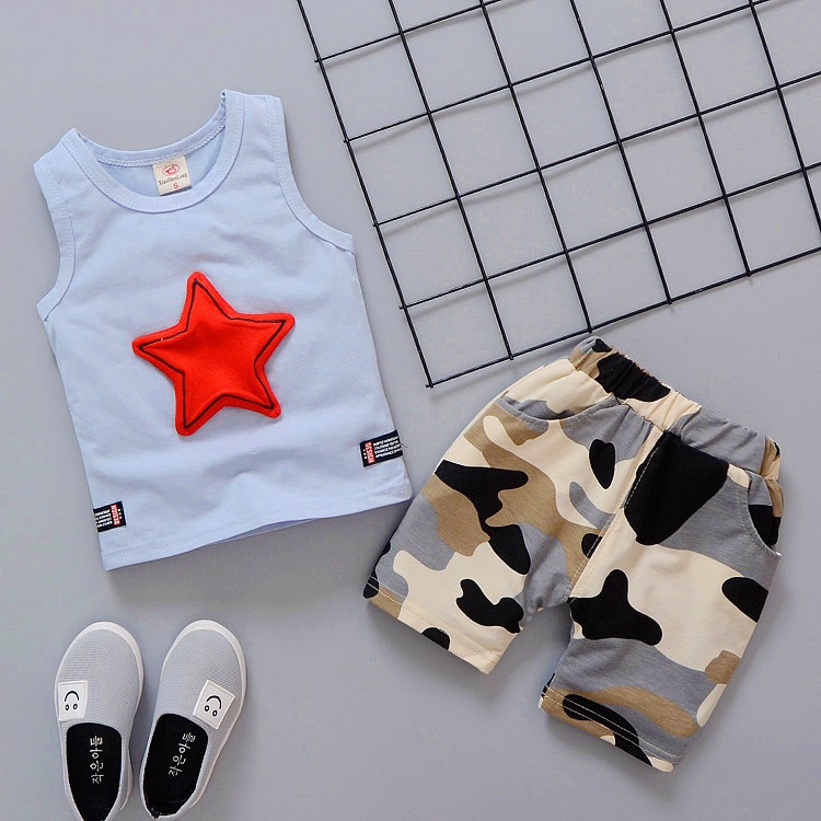 ชุดเด็กผู้ชาย 6เดือน-5ปี เสื้อกล้ามลายทาง กางเกงเกาหลี 2ชิ้น ผ้าคอตตอน ใส่สบาย