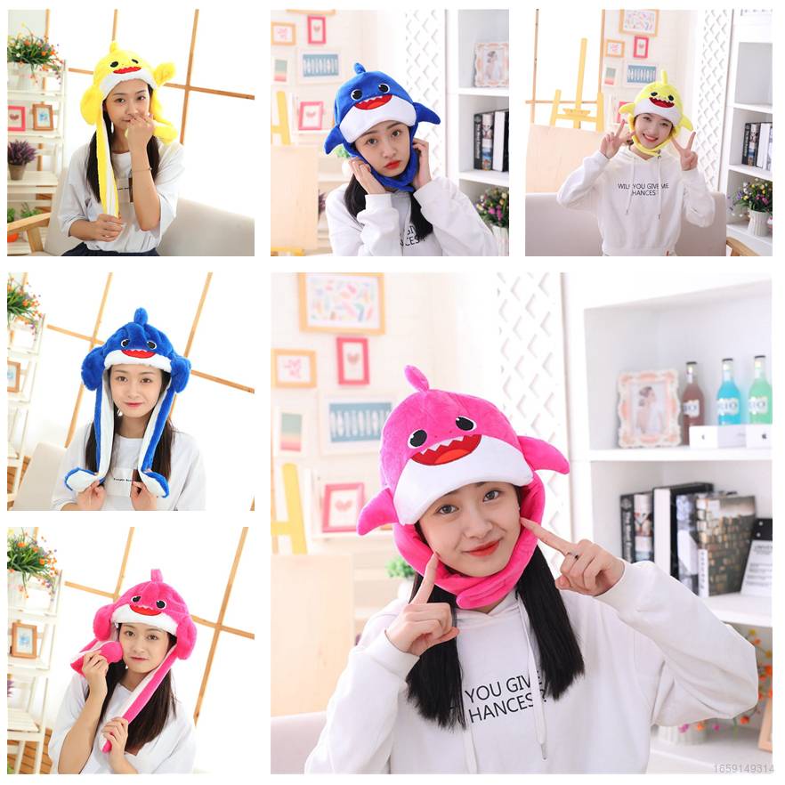หมวกตุ๊กตาปลาฉลาม ผ้ากํามะหยี่ขนนิ่ม พร็อพถ่ายรูปน่ารัก เหมาะกับของขวัญวันเกิด สําหรับเด็กผู้หญิง
