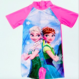 เด็กเด็กสาวแช่แข็ง elsa และแอนนาชุดว่ายน้ำที่หนึ่ง-ชิ้นกินีสูท