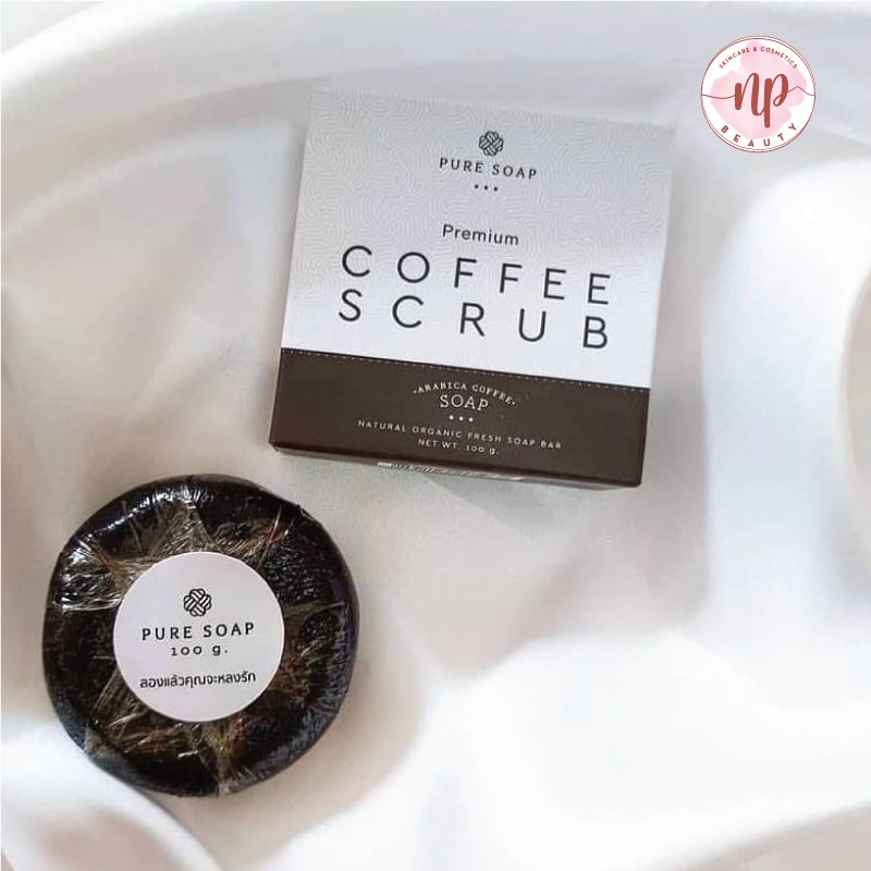 NP_Beauty Pure soap coffee scrub ( 100 g. ) สบู่สครับกาแฟเข้มข้น ใช้ได้กับทุกสภาพผิว