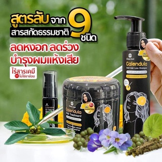 แชมพูดาวเรือง (1ขวด150ml) + ทรีทเม้นท์ดาวเรือง ไฉไล Chai lai Calendula Hair Treatment ทรีทเมนต์ผมดาวเรือง (300 ml.)